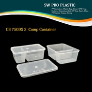 CB 750DS 2-Compartment Rectangular Plastic Food Container / Bekas Makanan 2 Petak
