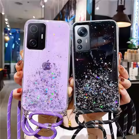 Luxury Glitter Strap Cord Necklace Lanyard Case For Xiaomi Mi 12T 11T Pro 11 12 13 Lite Back Cover O