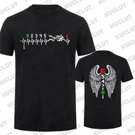 1N23456 Motorcycle Gear Biker Heartbeat Retro Printed Men's New T-shirt Fashion Casual Loose Summer