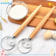 SUSSG 13" Oak Handle Kitchenware Egg Beater Flour Coil Mixer Flour Mixer Danish Dough Stirrer