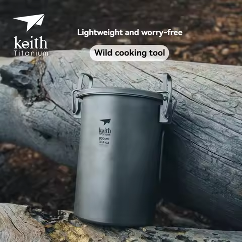 Keith Ti6300 Camping Titanium Cookware Pots Portable Mini Cooker Gas Camp Stove Cookware for Outdoor