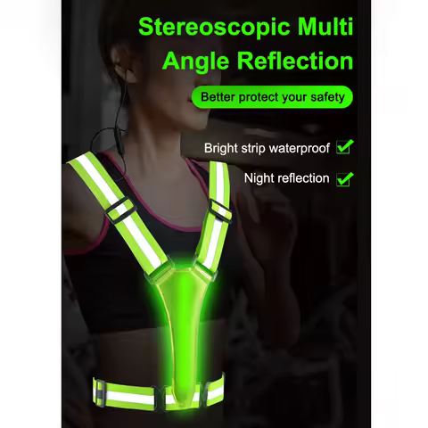 LED Running Vest USB Rechargeable Reflective Glowing Reflector Straps Adjustable Night Running Vest 