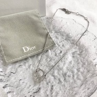 【日本直送 名牌中古包】Christian Dior 項鍊 銀色 DIOR Logo 水鑽 vintage 古著 vzemmc7