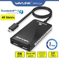 Wavlink Thunderbolt 3 40Gbps Fast Type C To Dual DP Display Adapter For 4K 5K Display Monitor Laptop