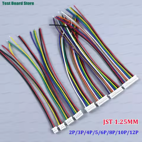 10/20/50PCS JST 1.25MM Wire Cable Connector 2/3/4/5/6/8/10/12 Pin 1.25MM Pitch Plug 10CM/20cm/30CM W