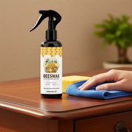 120ml Professional Beeswax Wood Polish with Cloth & Sponge | PEG-12 Dimethicone Wax Emulsion for Pro