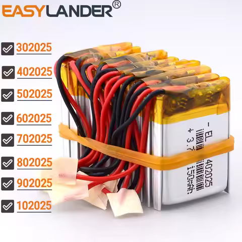 10pcs Silicone Wires 402025 3.7V 150mAh Li-Polymer Li-ion Battery Lipo 302025 502025 602025 250mah 7
