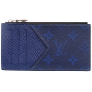 Excellent condition Louis Vuitton coin card holder Taigarama M30270 IC leather blue wallet LV 0099 [