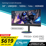 PRISM+ X340 PRO EVO | 34" 165Hz Curved Ultrawide 21:9 UWQHD [3440 x 1440] 120% sRGB Gaming Monitor