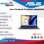 ASUS LAPTOP VIVOBOOK 14X M1403Q (90NB0Y12-M00540) ( RYZEN 5-5600H | 8GB OB | 512GB SSD | AMD RADEON | 14 INCH WUXGA IPS | MICROSOFT OFFICE HOME &amp; STUDENT  | 2 YEARS WARRANTY )