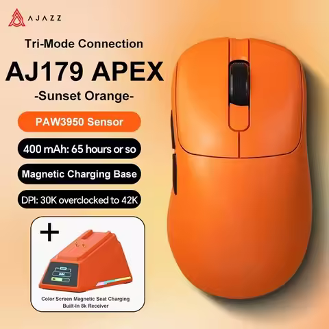 Ajazz AJ179 Apex PAW3950 Wireless Gaming Mouse with RGB Charging Dock, Computer Macro Mouse Gamer,Li