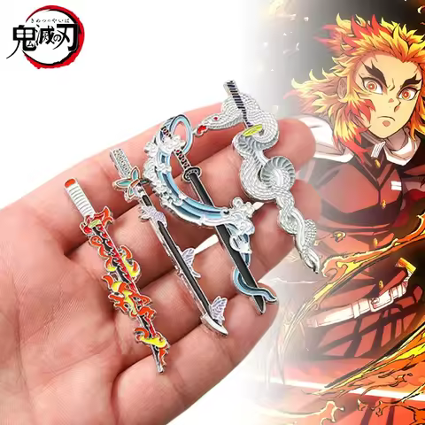 Demon Slayer Sword Pins Kimetsu No Yaiba Metal Katana Anime Accessories Badge Shinobu Brooches Tanji