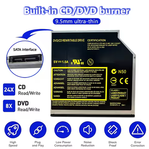 LJIAL Superdrive DVD CD RW Burner Writer 9.5mm Internal SATA Optical Drive Laptop Notebook Drive DVD