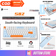 FURYCUBE S82 Keyboard Gaming Wired 75% Layout 82 Keys Gasket - White Blue