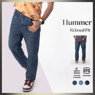 【HUMMER】Jeans Lelaki Potongan Longgar/Relaxed Fit–Kain Tebal 430gsm, Warna Biru H0004
