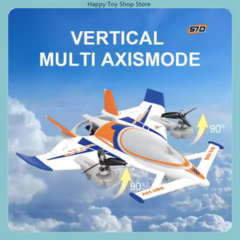 QIDI570 8CH VTOL Brushless RC Airplane 3-Axis Vector Thrust Fixed Wing Glider with 6-Axis Gyro & Nig