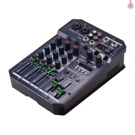T4 Portable 4-Channel Sound Card Mixing Console Audio Mixer Built-in 16 DSP 48V Phantom power Supports BT Connection MP3 Player Recording Function 5V power Supply for DJ  [Tpe1]
