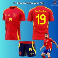 (Sesame elastic fabric) Spain red home football shirt 2024/2025, football shirt with name and number
