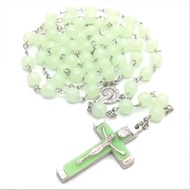 Kalung Rosario Katolik Salib Manik Luminous 8 Mm 59 bapa Dapat Bercahaya Di Gelap / Kalung Rosario F