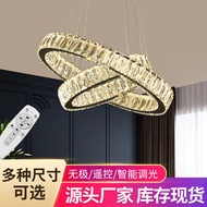 Oval Ring Crystal Chandelier CreativeLEDDining Room Bedroom Study Lighting Modern Minimalist Study Black Lamps