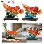 [WeiLaiKeQi] Arowana Fish Statue Collectible Feng Shui Decor Decorative Figurine Modern Statue for O