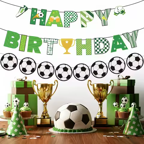 Football themed birthday banner, banner style football banner decoration, featuring football, footba