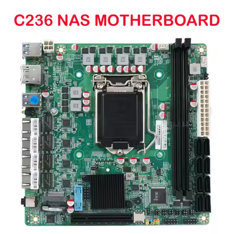 New C236 NAS Motherboard LGA1151 4*I226 2.5G LAN 8 SATA 3.0 M.2 NVME 2*DDR4 NAS Board For 9th Celero