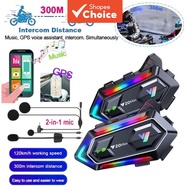 Y20 MAX V5.3 Bluetooth Helmet Intercom RGB Light 1000mAh Waterproof For Motorcycle