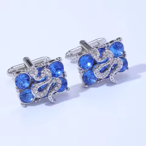 Luxury Blue White Crystal Snake Design Mens Cufflinks Dazzling Formal Shirt Suit Tuxedo Blouse Sleev