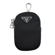 Pre-owned Prada 1TT119 Re-Nylon Mini Pouch with Keychain, Triangle Logo, Black