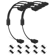upHere ARGBファン用電源ケーブル 4分岐ケーブル アドレサブルLED用5V3ピンARGBヘッダーコネクタ RGBファンやLEDテープ増設用 2本【53ARGB4-2】