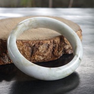 天然A貨翡翠 白底青糯種 手圍#18 翡翠手鐲 緬甸玉 內徑57mm 藝術