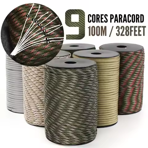 550 Military Standard 9-Core Paracord Rope 50m 100m 4mm Outdoor Parachute Cord Survival Umbrella Ten