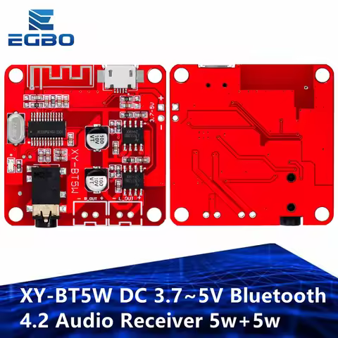 XY-BT5W Bluetooth 4.2 Stereo Audio Receiver Module | Dual 5W Amplifier Board (3.7V–5V DC Power)