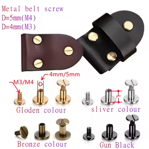 20sets D5(M4) D4(m3) Metal Binding Belt Wallet Chicago Screws Nails Studs Rivets For Photo Album cal
