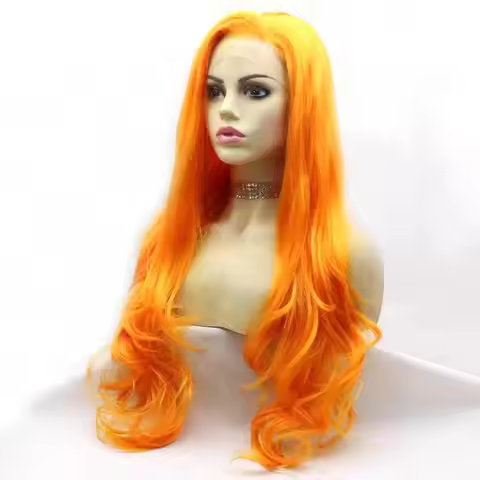 Synthetic Orange Lace Front Wigs Long Ginger Orange Wigs Long Wavy Wigs Heat Resistant Fiber Hair Wi