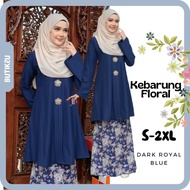 Baju Kebarung Kebaya Kurung S - 2XL color warna dark royal blue biru cantik plain plus over sis long