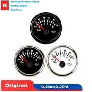 Cars 52mm 0-5Bar Display Oil Pressure Gauges Boat 0-75Psi Oil Pressure Meters 10-180ohm Input Signal