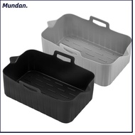 MUNDAN Air Fryer Baking Tray, Silicone Rectangle Air Fryer Basket, Reusable Rectangle Basket Contain