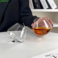 LANAFAY Irregular Whiskey Wine Glass, Rotating Transparent Cognac Glasses Cup, Personalized Tumbler 