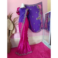 INDIAN CLOTHES SAREE INSTANT SATIN MIX SHIFON/ FULL EMBROIDERY LUXURY SEQUINS