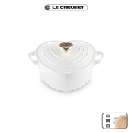 LE CREUSET琺瑯鑄鐵愛心鐵鍋/ 20cm/ 棉花白/ 心型/ 淡金頭