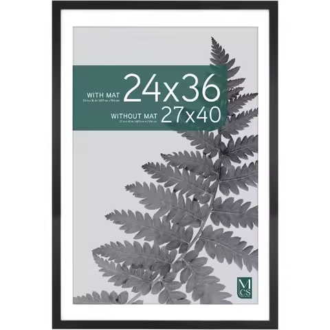 Black Woodgrain 27x40 Matted Poster Frame for 24x36 Vertical and Horizontal Wall Art Display