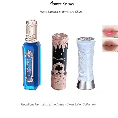 Flower Knows Lipstick Swan Ballet Lip Gloss Mirror Moisturizing Long-lasting Lip Glaze Nostickcup No