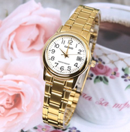 Casio Standard รุ่น LTP-V002G-7B2 นาฬิกาข้อมือผู้หญิง สายสแตนเลส รุ่น - สีทอง/หน้าขาว (สินค้าของแท้ 100% ประกันศูนย์ 1 ปี)