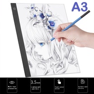 ขนาด A3 ขนาดบางพิเศษกระดานลอกลายแบบพกพา Tracing Board แท็บเล็ตวาดภาพ 5D DIY ภาพวาดเพชรศิลปินแอนิเมชั