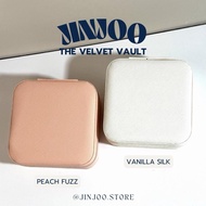 Jinjoo The Velvet Vault Jewelry Box Square Small Cute Minimalist Peach Fuzz And Vanilla Silk Storage