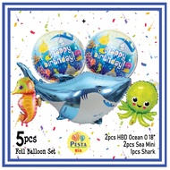  (1Set) Great Shark Foil Balloon Set, character foil balloon set, birthday foil balloon, birthday de
