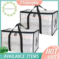 2-Pack 95L Clear Large Storage Bags, Zipper& Handle Moving Organizers, for Bedding and Clothing