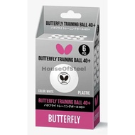 Butterfly Training Ball 40+ Plastic Table Tennis Ping Pong Ball 40mm (6 Balls)